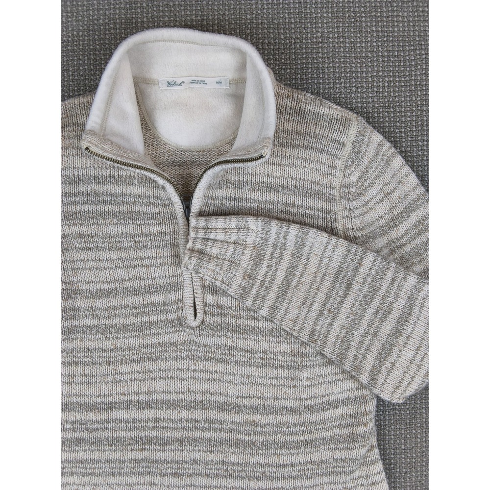 Woolrich Womens M Gray Knit Quarter Zip Mock Neck Pullover Sweater